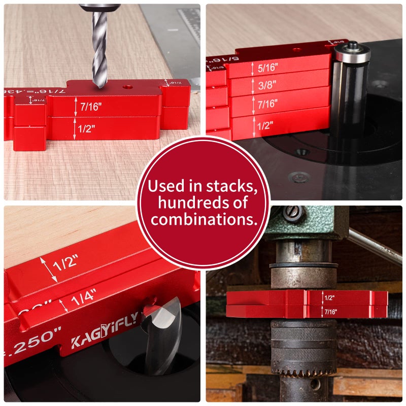 KAGYIFLY Router Table Setup Bars  7pcs Aluminum Precision Setup Blocks Height Gauge Set for Router Table Saw Accessories and Angle Woodworking Set Up(Each Block has Different Thickness) - Image 4